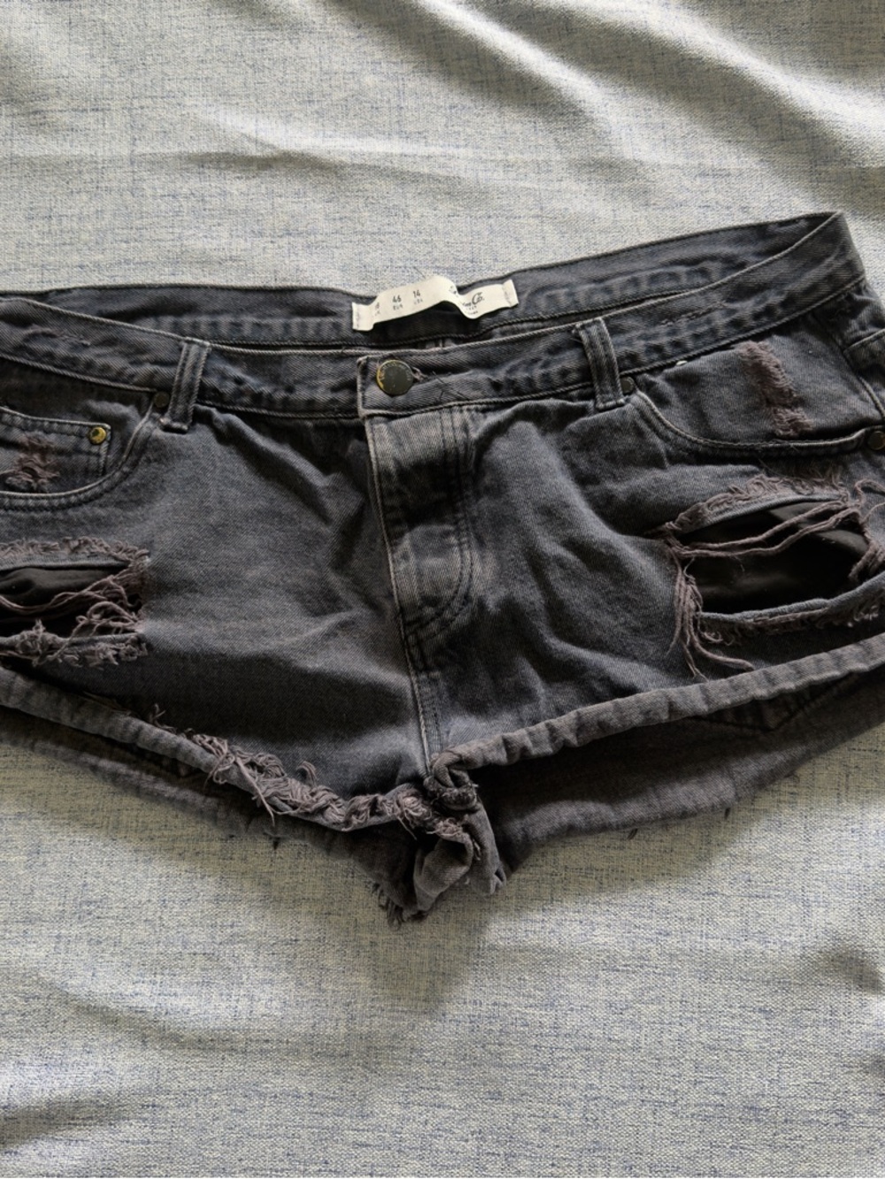 Denim&Co Black Washed Distressed Cutoff Shorts
